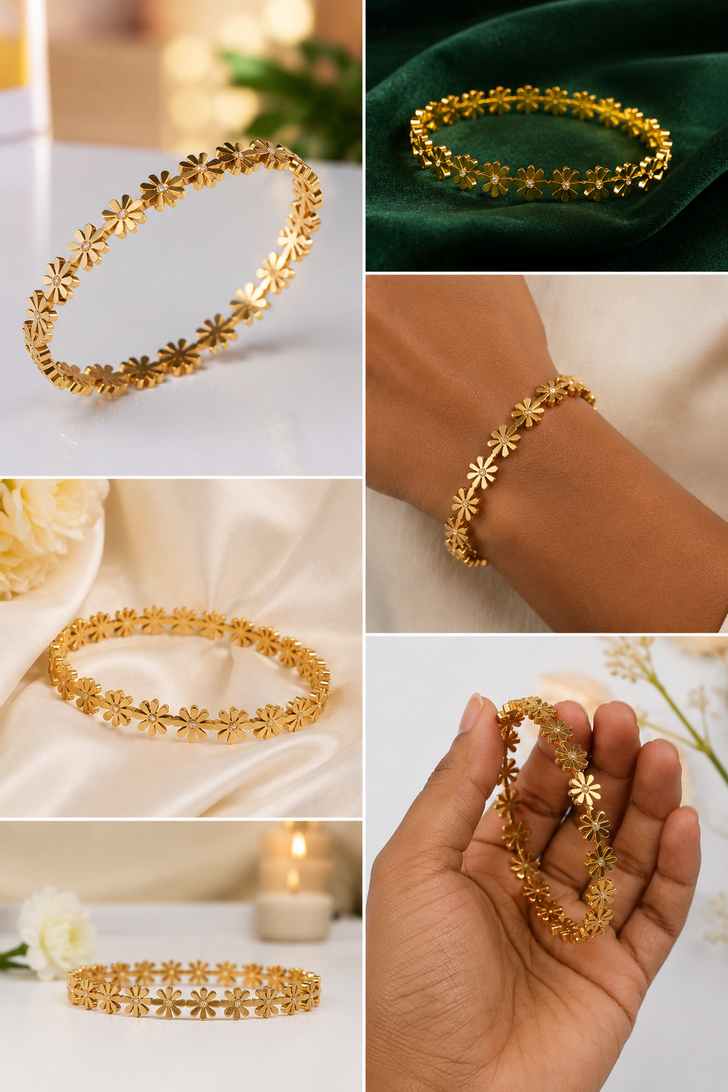 Golden Blossom Oval Bangle