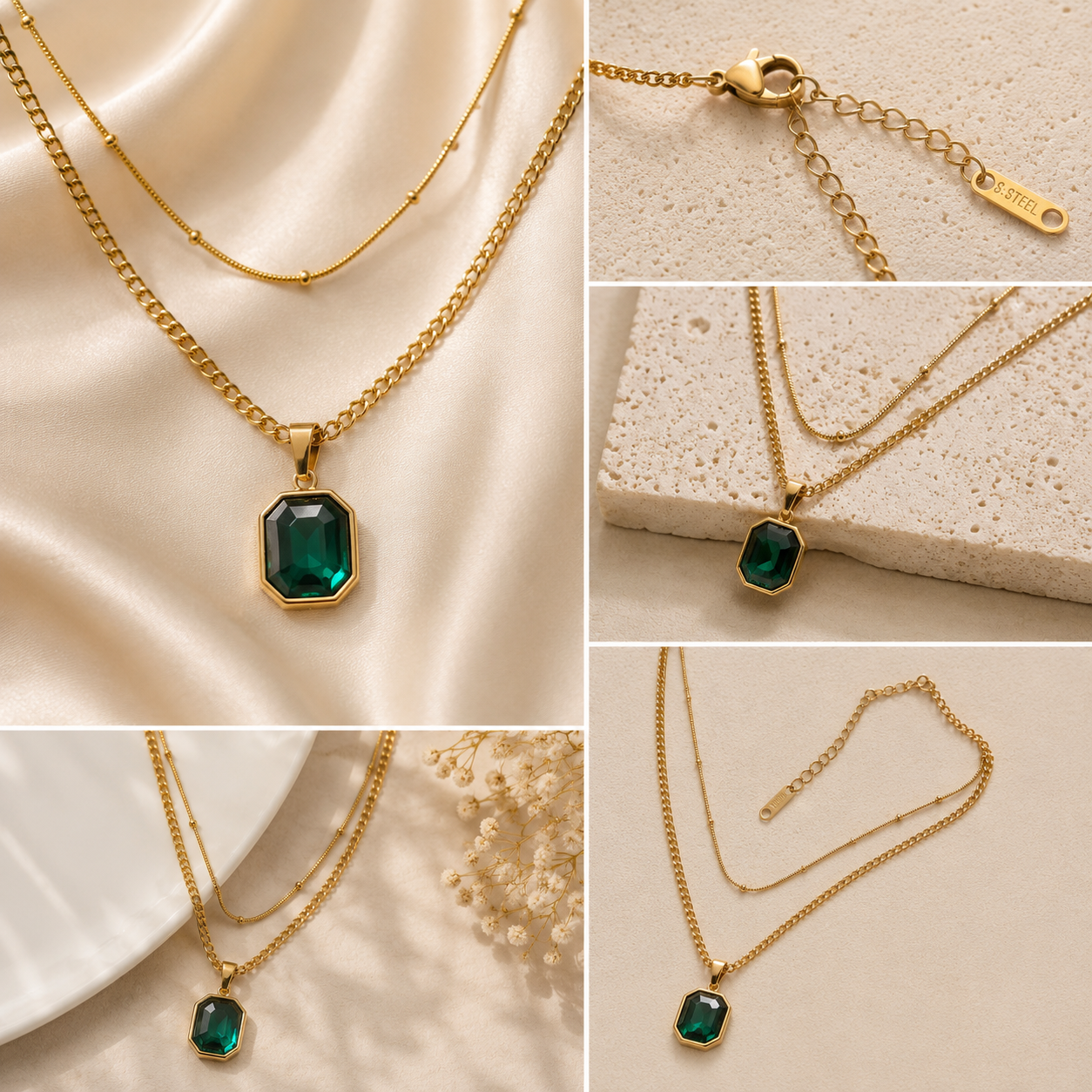 Emerald Green Layered Necklace