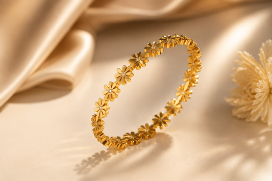 Golden Blossom Oval Bangle