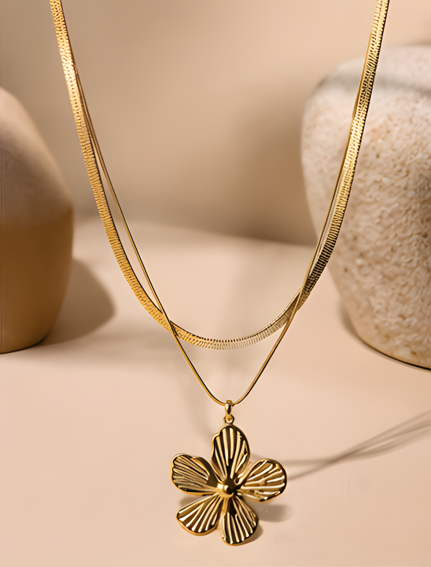 Blossom Herringbone Layered Necklace