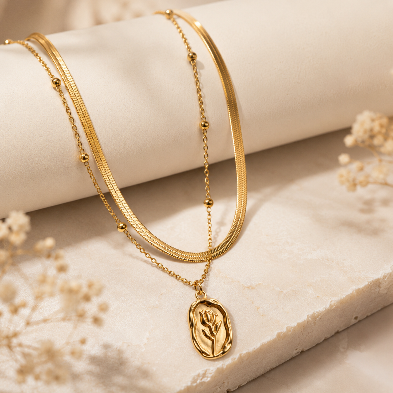 Petal Glow Layered Necklace