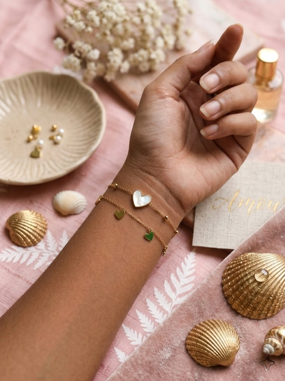 Pearl Heart Double-Layered Bracelet