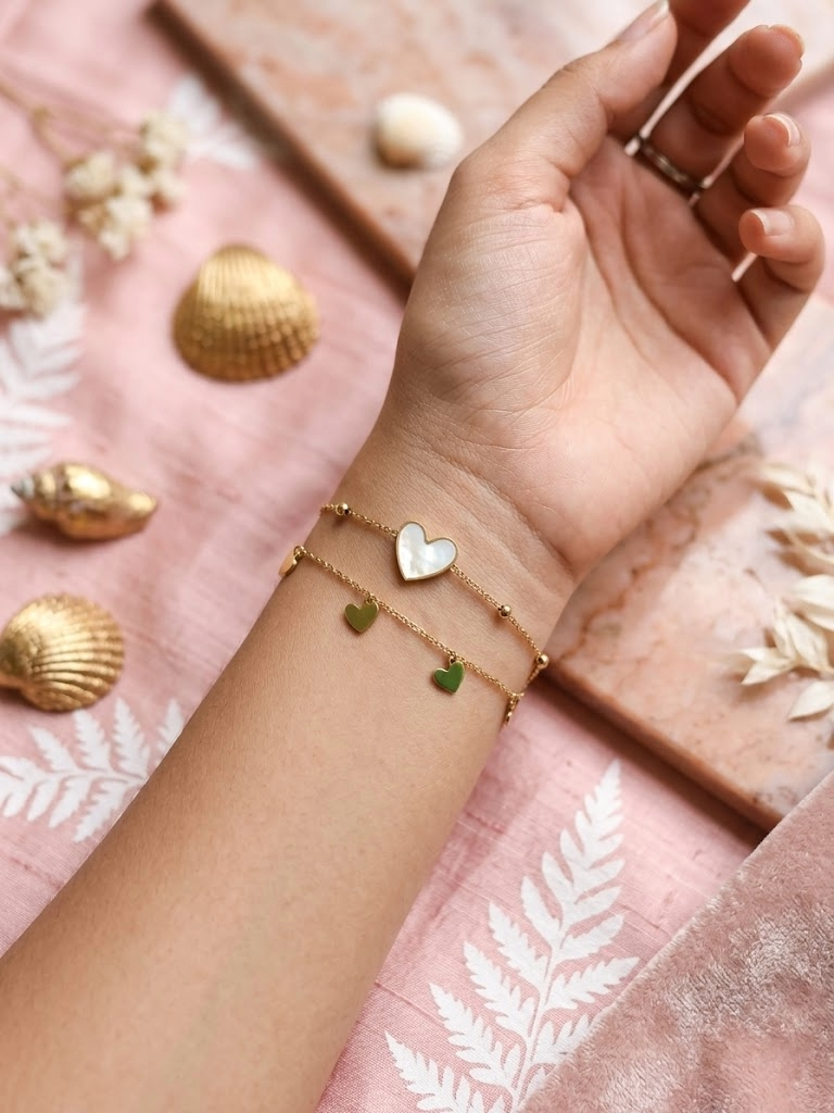Pearl Heart Double-Layered Bracelet