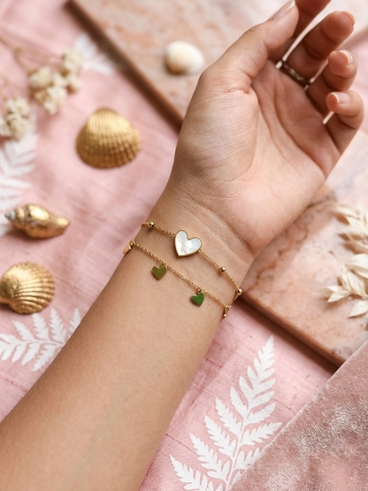 Pearl Heart Double-Layered Bracelet
