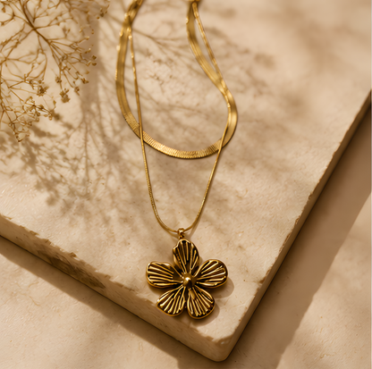 Blossom Herringbone Layered Necklace